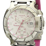 Tissot T Race Chronograph White Dial Pink Rubber Strap Watch for Women - T048.217.17.017.01