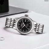 Tissot Carson Automatic Black Dial Silver Steel Strap Watch For Women - T085.207.11.051.00