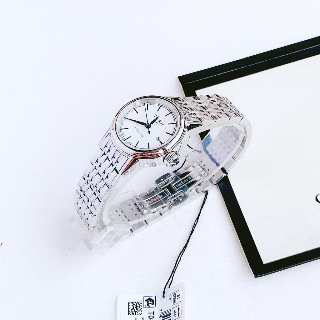 Tissot T Classic Carson Automatic White Dial Silver Steel Strap Watch For Women - T085.207.11.011.00