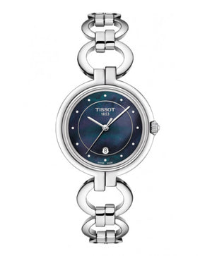 Tissot T Lady Flamingo Mother of Pearl Blue Dial Silver Steel Strap Watch for Women - T094.210.11.126.00