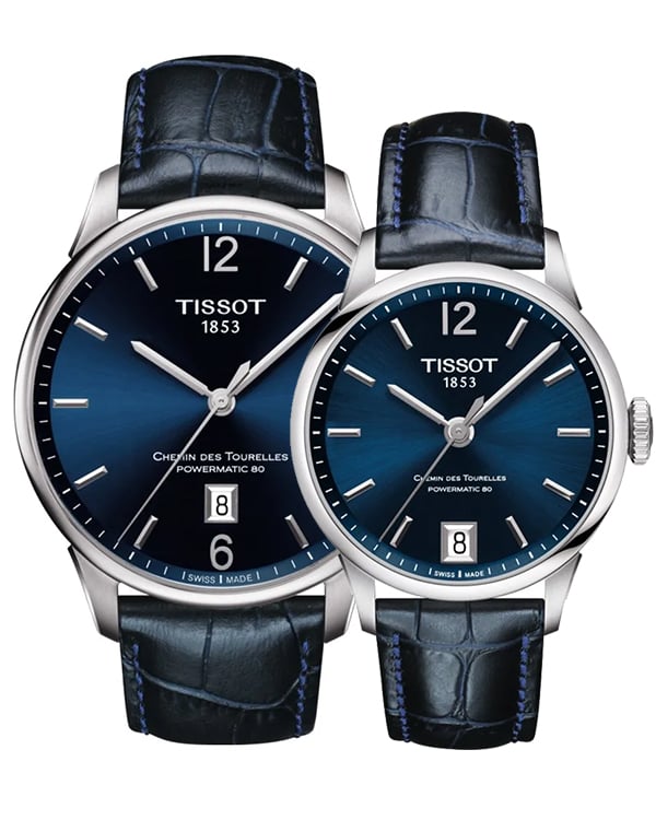 Tissot Chemin Des Tourelles Powermatic 80 Blue Dial Blue Leather Strap Watch for Men - T099.407.16.047.00