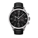 Tissot T Classic Chemin Des Tourelles Chronograph Black Dial Black Leather Strap Watch For Men - T099.427.16.058.00