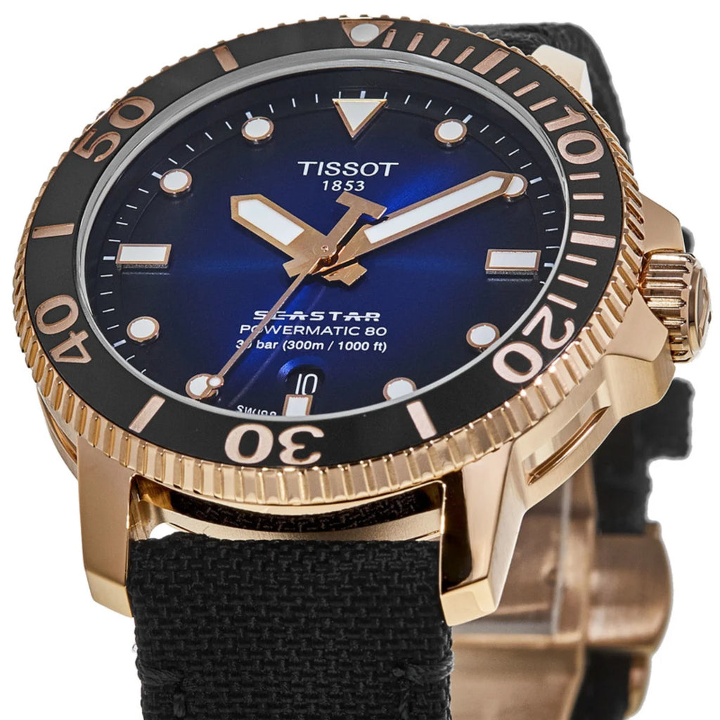 Tissot Seastar 1000 Powermatic 80 Blue Dial Blue Nylon Strap Watch for Men - T120.407.37.041.00