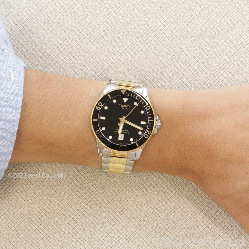 Tissot Seastar 1000 Black Dial Two Tone Steel Strap Watch For Men - T120.410.22.051.00