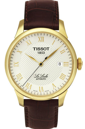 Tissot Le Locle Automatic Gold Dial Brown Leather Strap Watch For Men - T41.5.413.73
