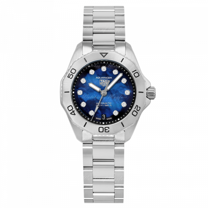 Tag Heuer Aquaracer Professional 200 Automatic Diamond Blue Dial Silver Steel Strap Watch for Women - WBP2411.BA0622