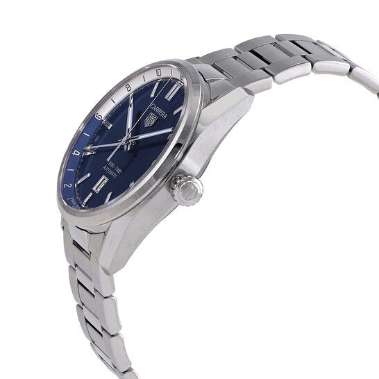 Tag Heuer Carrera Twin Time Blue Dial Silver Steel Strap Watch for Men - WBN201A.BA0640