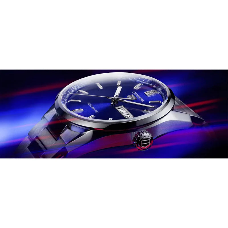 Tag Heuer Carrera Day Date Blue Dial Silver Steel Strap Watch for Women - WBN2012.BA0640
