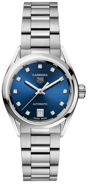Tag Heuer Carrera Diamonds Blue Dial Silver Steel Strap Watch for Women - WBN2413.BA0621
