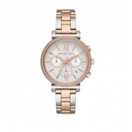 Michael Kors Sofie Chronograph White Dial Two Tone Steel Strap Watch For Women - MK6688