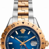 Versace Hellenyium GMT Blue Dial Two Tone Steel Strap Watch for Men - V11060017