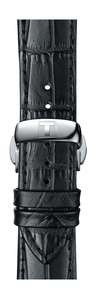 Tissot T Classic Chemin Des Tourelles Chronograph Black Dial Black Leather Strap Watch For Men - T099.427.16.058.00