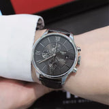 Tissot T Classic Chemin Des Tourelles Chronograph Black Dial Black Leather Strap Watch For Men - T099.427.16.058.00