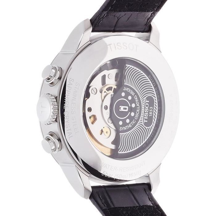 Tissot T Classic Chemin Des Tourelles Chronograph Black Dial Black Leather Strap Watch For Men - T099.427.16.058.00