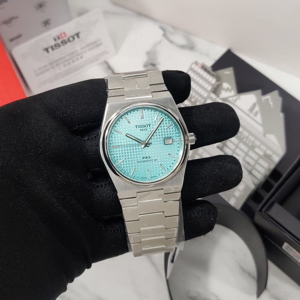 Tissot PRX Powermatic 80 Automatic Mint Green Dial Silver Steel Strap Watch for Men - T137.407.11.091.01