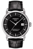 Tissot T Classic Luxury Powermatic 80 Black Dial Black Leather Strap Watch For Men - T086.408.16.051.00