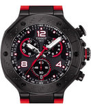 Tissot T Race Chronograph Black Dial Red Rubber Strap Watch For Men - T141.417.37.057.01