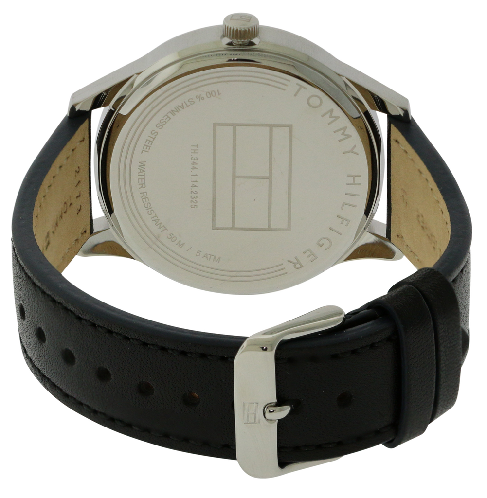 Tommy Hilfiger Damon Multifunction Black Dial Black Leather Strap Watch for Men - 1791417