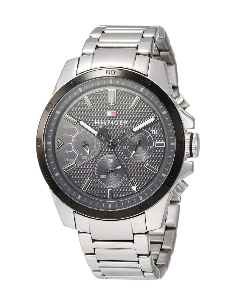 Tommy Hilfiger Iconic Quartz Black Dial Silver Steel Strap Watch for Men - 1791564