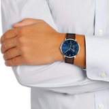 Tommy Hilfiger Cooper Blue Dial Brown Leather Strap Watch for Men - 1791508