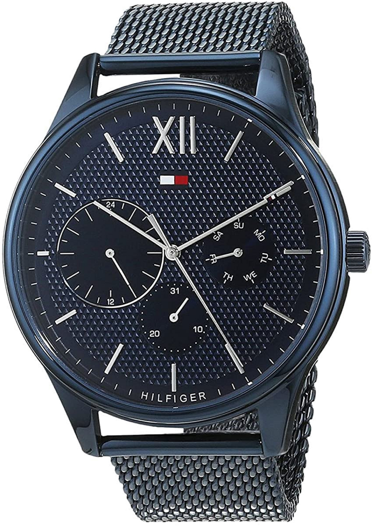 Tommy Hilfiger Damon Quartz Blue Dial Blue Mesh Bracelet Watch for Men - 1791421