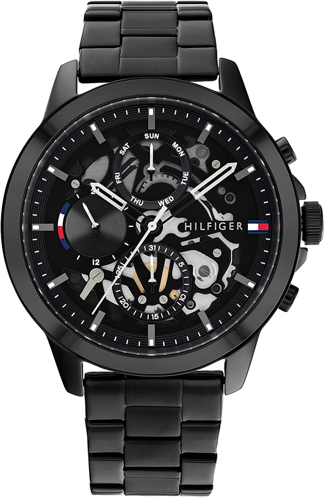 Tommy Hilfiger Henry Chronograph Black Dial Black Steel Strap Watch For Men - 1710478