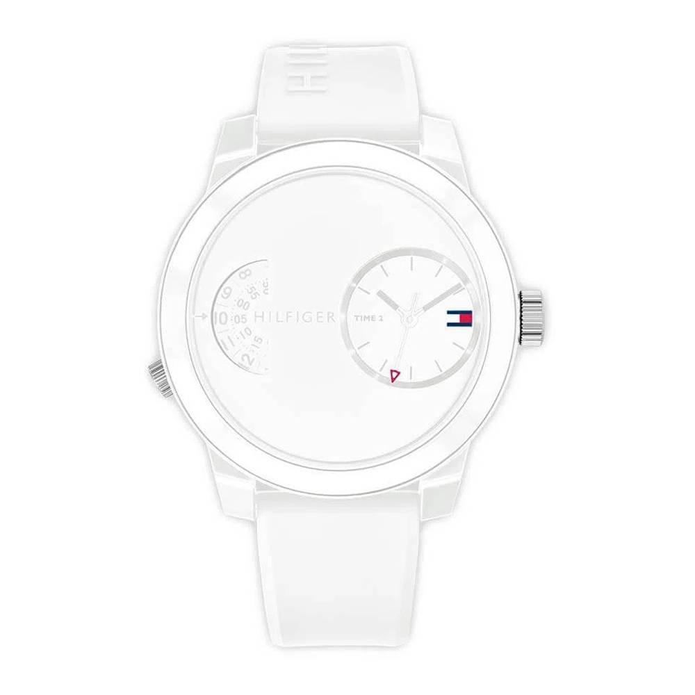 Tommy Hilfiger Denim White Dial White Rubber Strap Watch for Men - 1791558