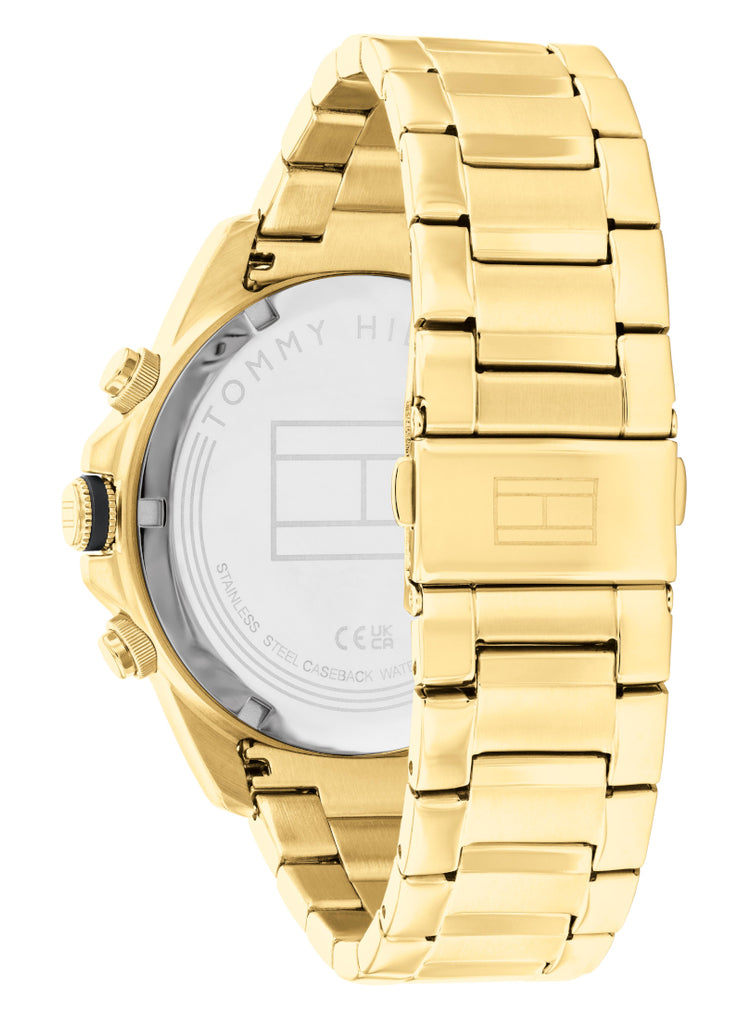 Tommy Hilfiger Lars Chronograph Gold Dial Gold Steel Strap Watch For Men - 1792060