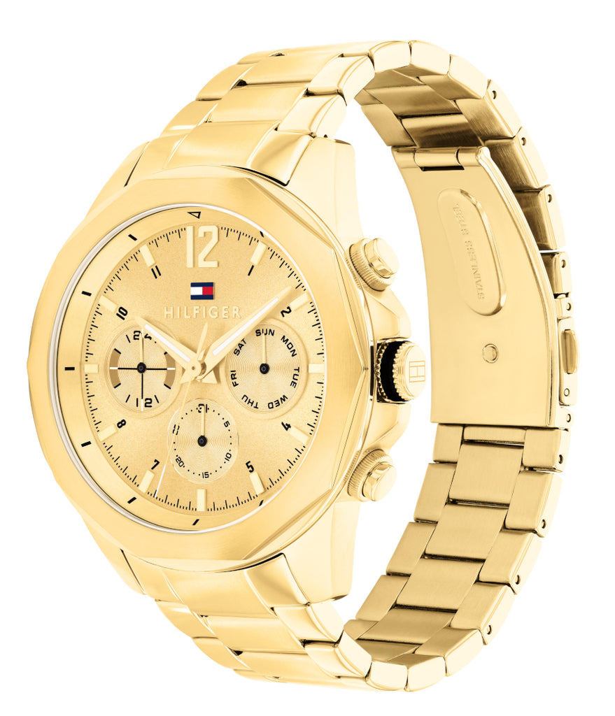 Tommy Hilfiger Lars Chronograph Gold Dial Gold Steel Strap Watch For Men - 1792060