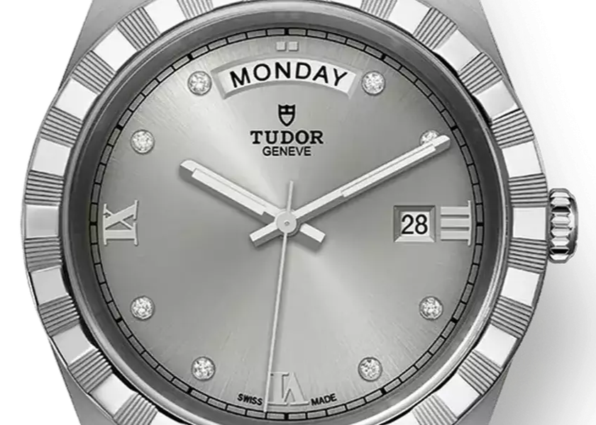 Tudor Royal Day Date Diamonds Automatic Silver Dial Silver Steel Strap Watch for Men - M28600-0002