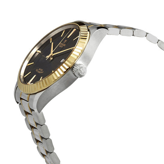 Tudor Style Automatic Black Dial Two Tone Steel Strap Watch for Men - M12713-0005