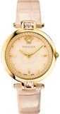 Versace Olympo Quartz White Dial Beige Leather Strap Watch for Women - VAN050016