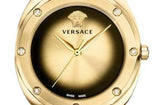 Versace Shadov Gold Dial Green Leather Strap Watch For Women - VEBM01018
