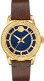 Versace Code Quartz Blue Dial Brown Leather Strap Watch For Men - VEPO00220