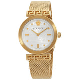Versace Meander Greca White Dial Gold Mesh Bracelet Watch for Women - VELW00820