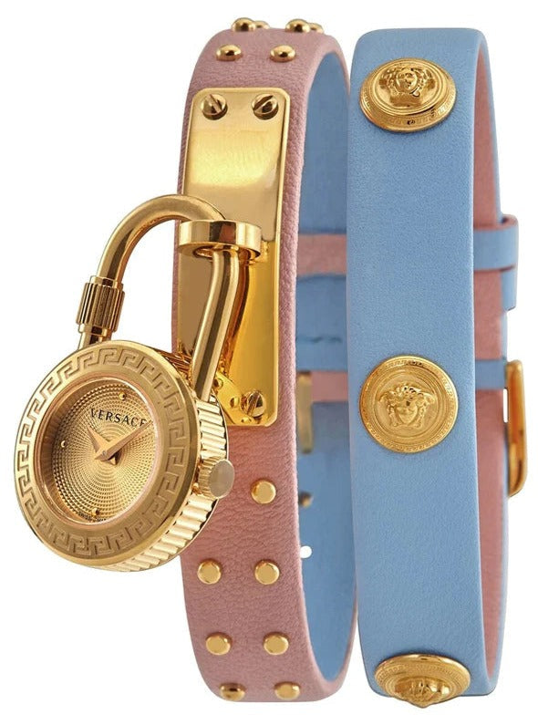 Versace Medusa Lock Icon Quartz Gold Dial Pink & Blue  display picture 3