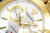 Versace V Racer Chronograph White Dial Gold Steel Strap Watch for Men - VBR060017