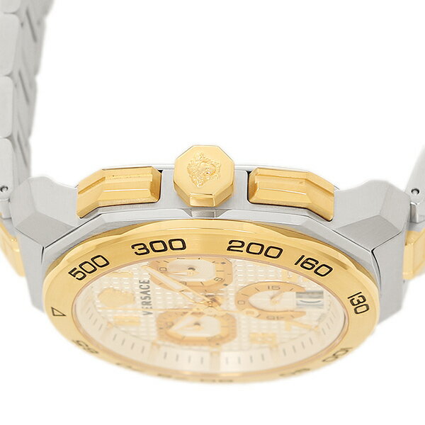 Versace Dylos Chronograph Silver Dial Two Tone Steel Strap Watch for Men - VQC030015