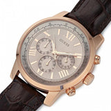 Guess Horizon Quartz Champagne Dial Brown Leather Strap Watch For Women - W0380G4