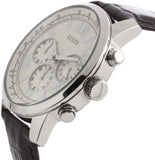 Guess Horizon Chronograph White Dial Brown Leather Strap Watch For Men - W0380G2