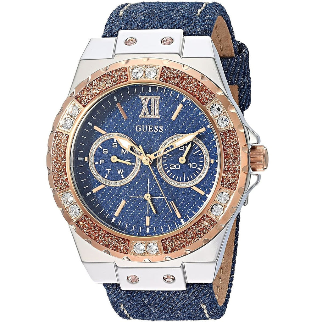 Guess Limelight Quartz Analog Blue Dial Blue Denim Strap Watch For Women - W0775l10