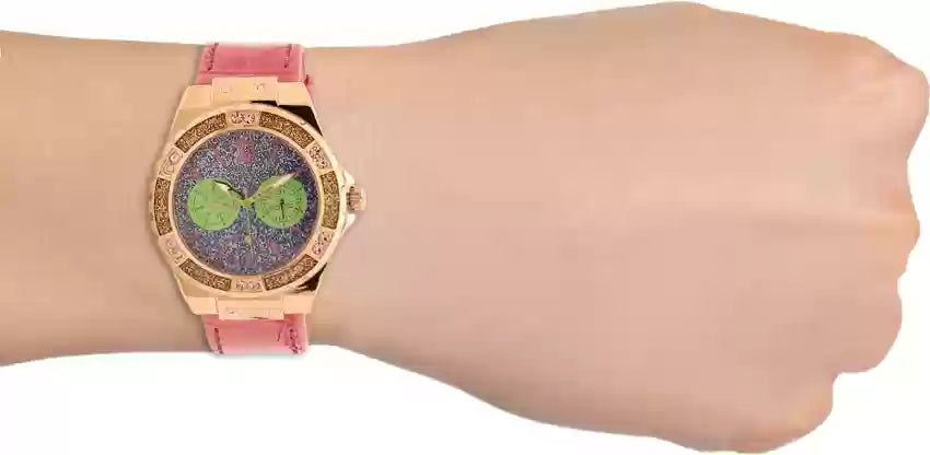 Guess Limelight Quartz Multicolor Dial Red Leather Strap Watch For Women - W0775L4