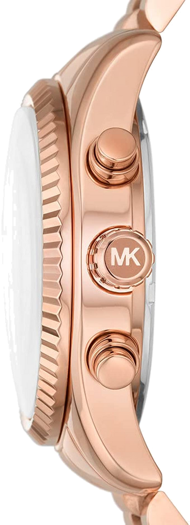 Michael Kors Lexington Chronograph Grey Dial Rose Gold Steel Strap Watch For Women - MK7217