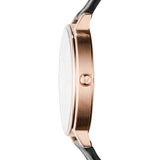 Emporio Armani Kappa Quartz Black Dial Black Leather Strap Watch For Women - AR11064
