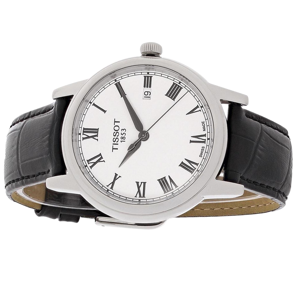 Tissot T Classic Carson White Dial Black Leather Strap Watch for Men - T085.410.16.013.00