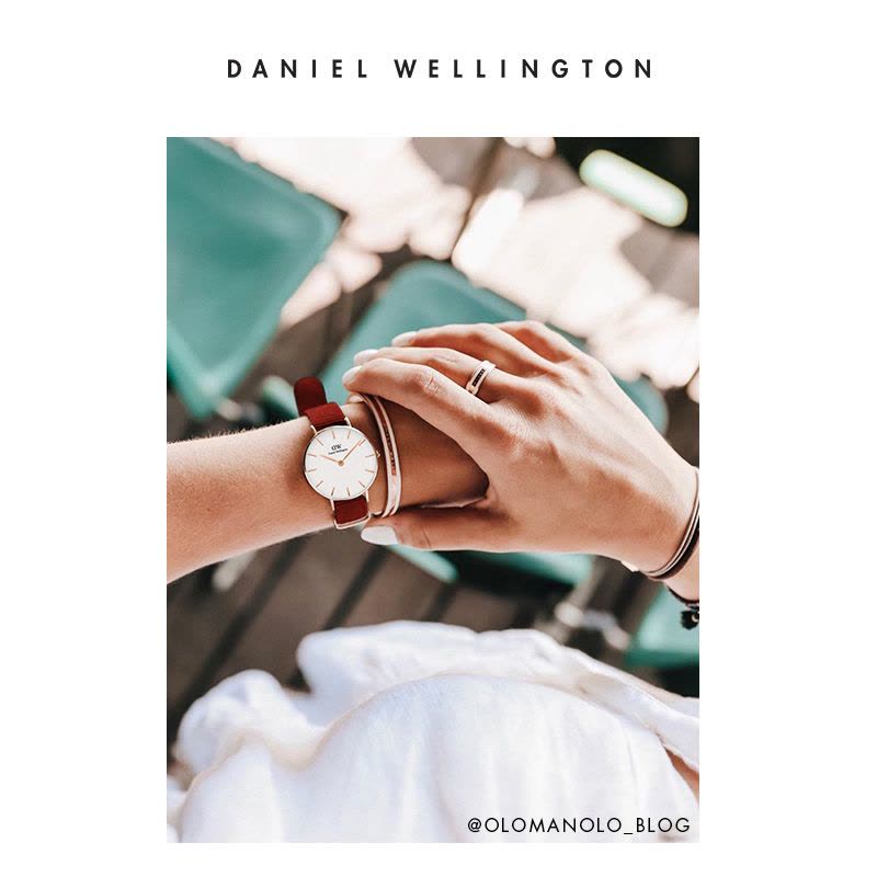 Daniel Wellington Roselyn 3A Petite White Dial Red NATO Strap Watch For Women - DW00100293
