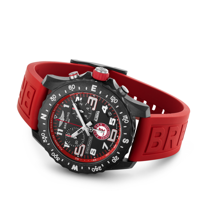 Breitling Endurance Pro The University of Alabama Black Dial Red Rubber Strap Watch for Men - X823102C1B1S1