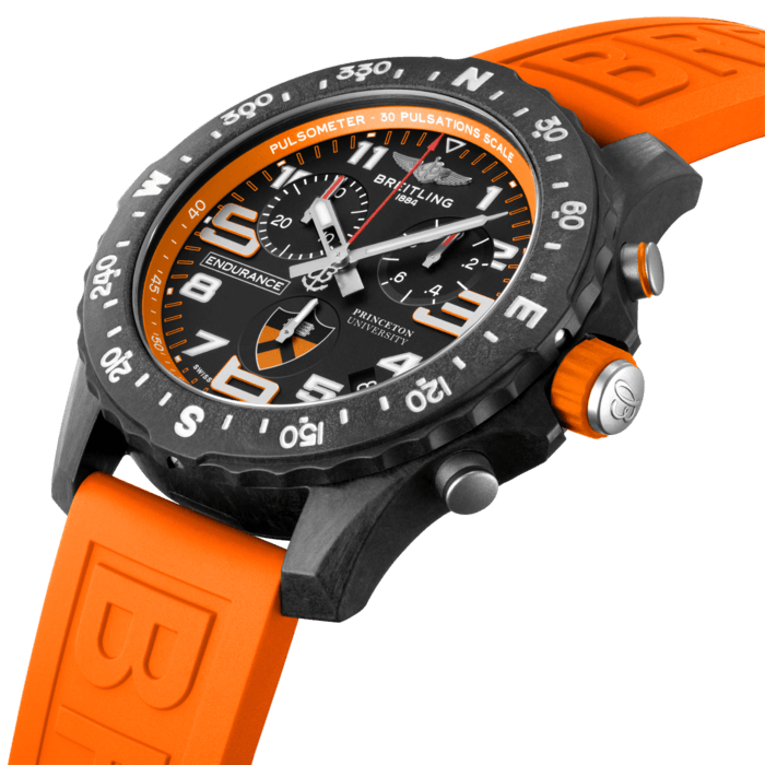 Breitling Endurance Pro Princeton University Edition Black Dial Orange Rubber Strap Watch for Men - X823104C1B1S1