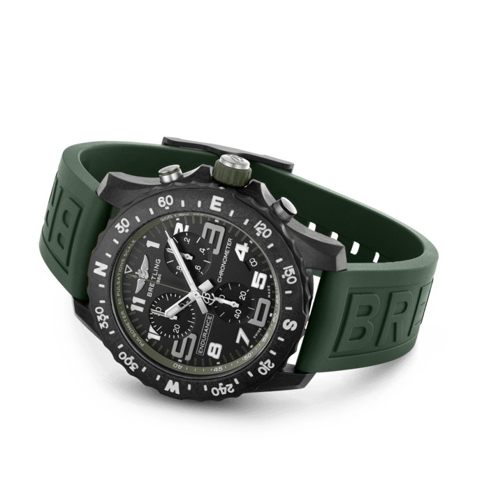 Breitling Endurance Pro Black Dial Green Rubber Strap Watch for Men - X82310D31B1S1