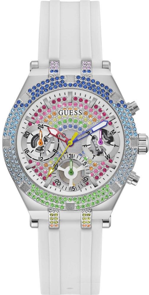 Guess Glitz Pride Limited Edition White Dial White Rubber Strap Watch for Women - GW0407L4